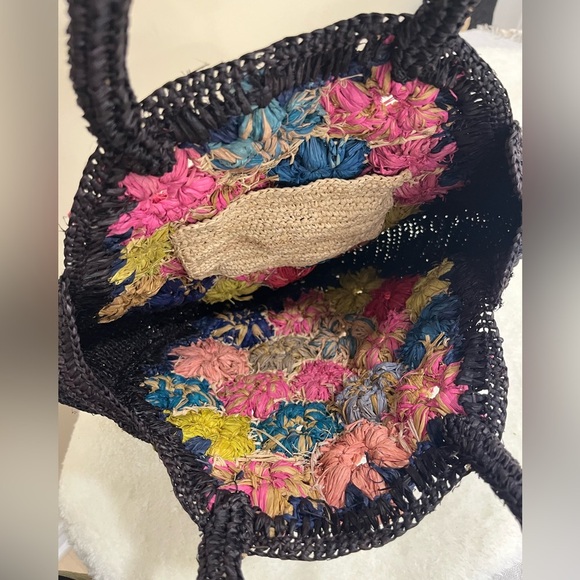 Raffia Floral Crochet Round Handbag - Picture 5 of 10